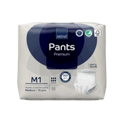 Abena Pants M1 Medium Blue pull-up incontinence pants with 1400ml absorbency for 80-110cm hip size.