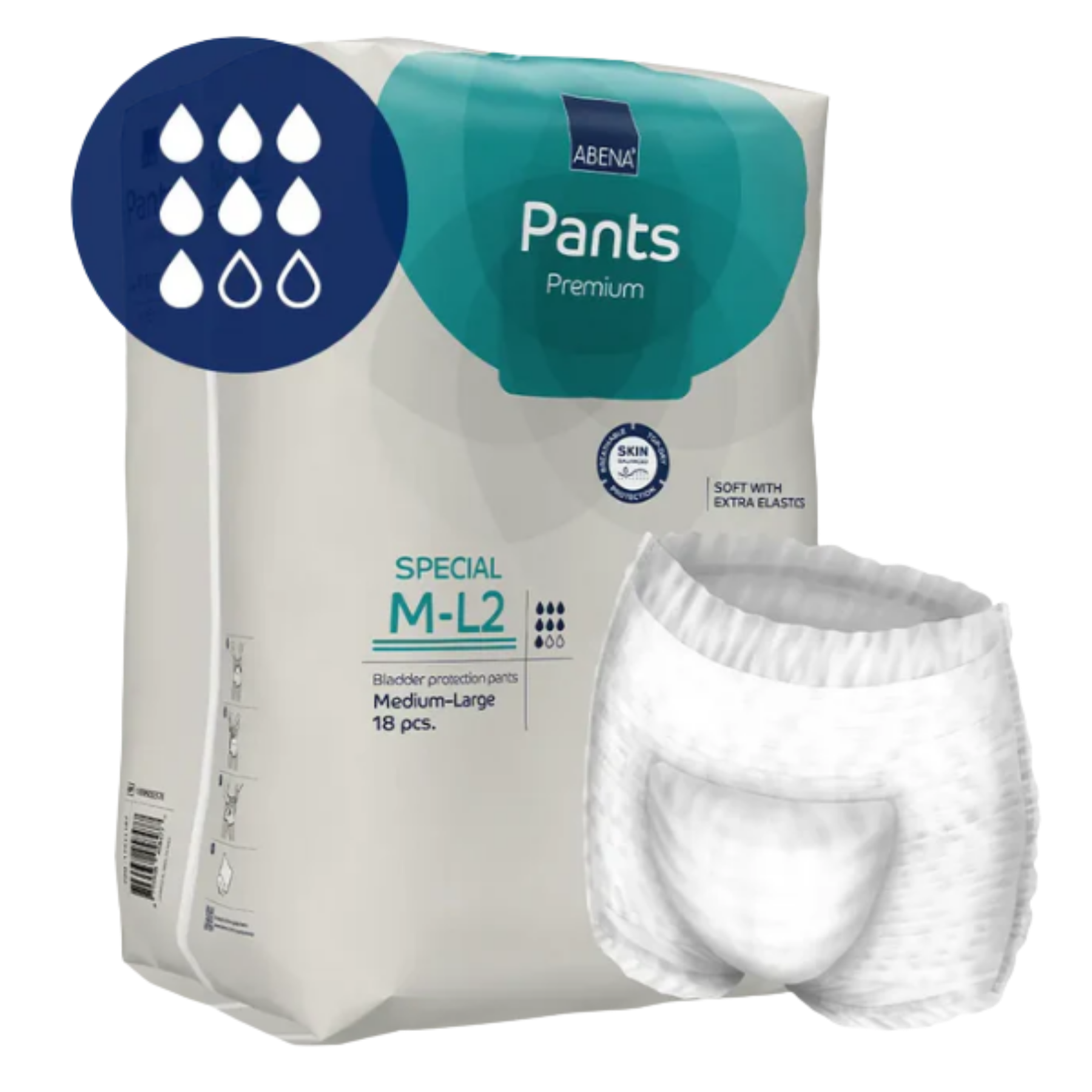 Abena Pants Special M/L2 showing the unique leg-cut design and elasticated waistband for a secure fit.