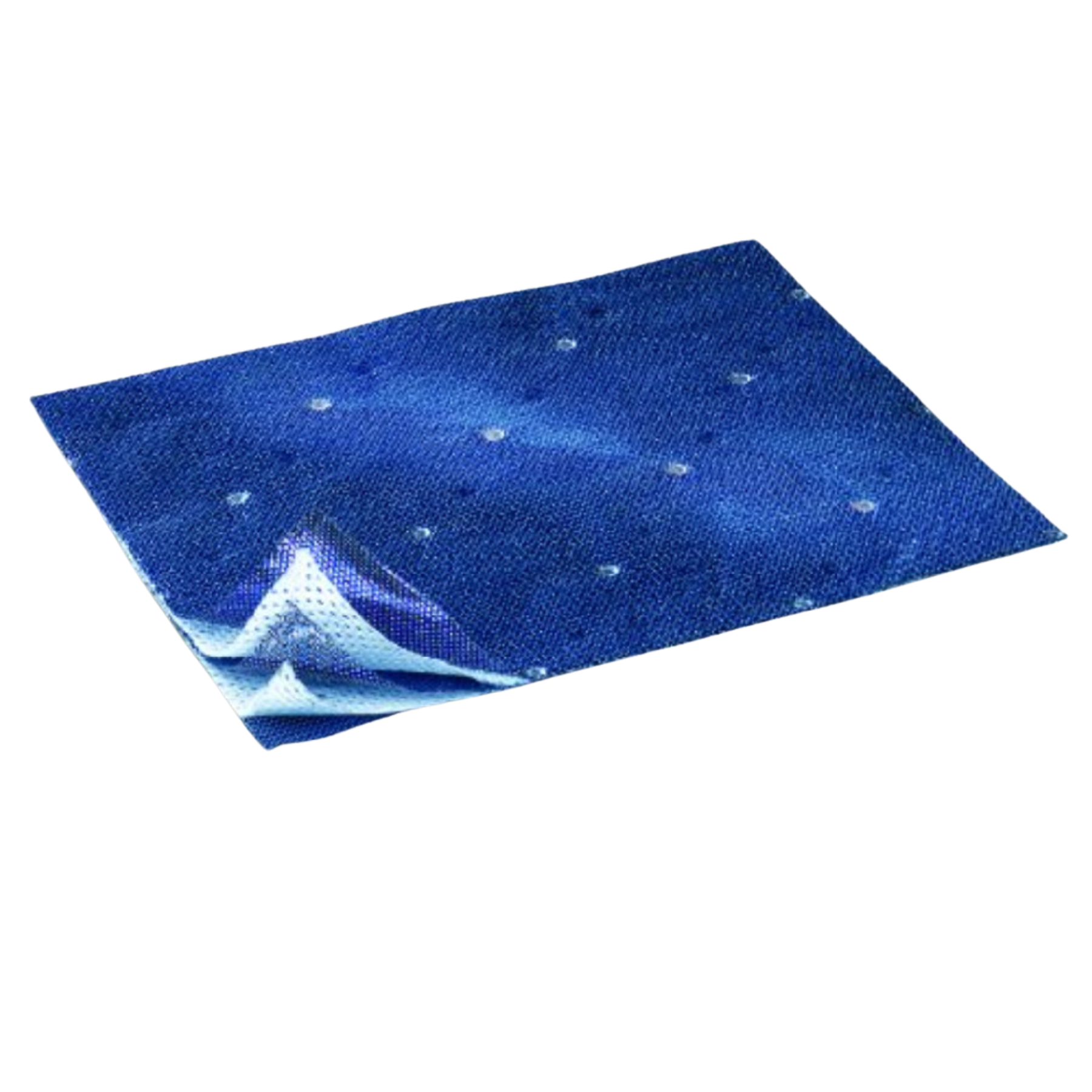 Unwrapped blue ACTICOAT 7 silver-coated dressing highlighting the 5-layer construction for sustained antimicrobial release.