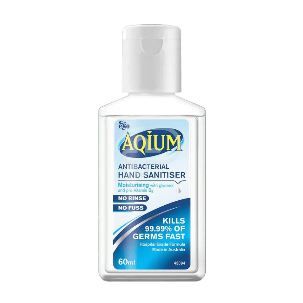 Aqium Antibacterial Hand Sanitiser 60Ml Bottle Cap Hygiene