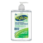 Aqium Antibacterial Hand Sanitiser With Aloe Vera 1L Pump Hygiene