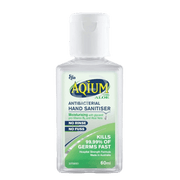 Aqium Antibacterial Hand Sanitiser With Aloe Vera 60Ml Bottle Cap Hygiene