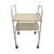 Two-tiered rolling cart with beige trays on a white background