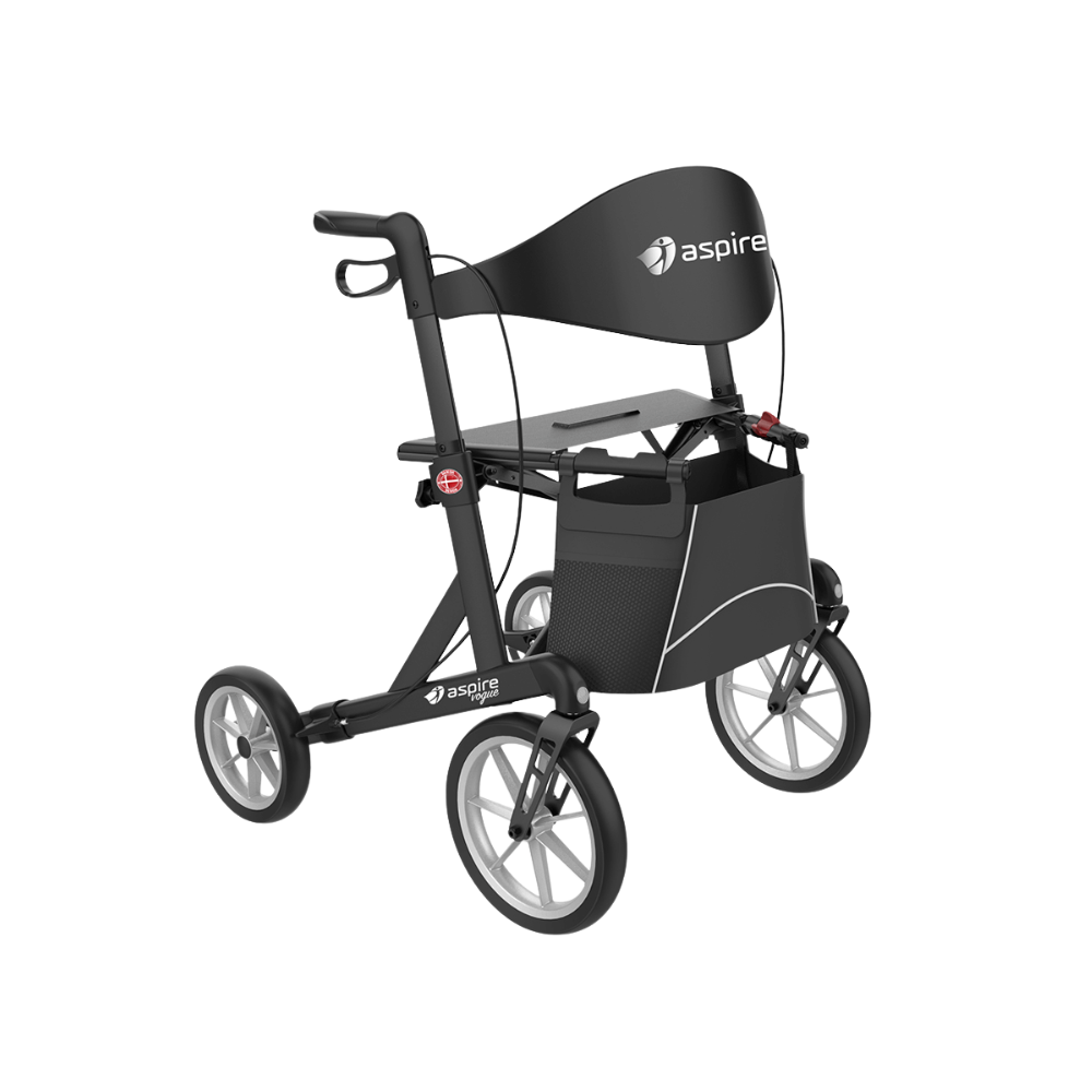 Aspire Vogue Adventure Walker – All-terrain rollator with large wheels, padded seat, and ergonomic brakes