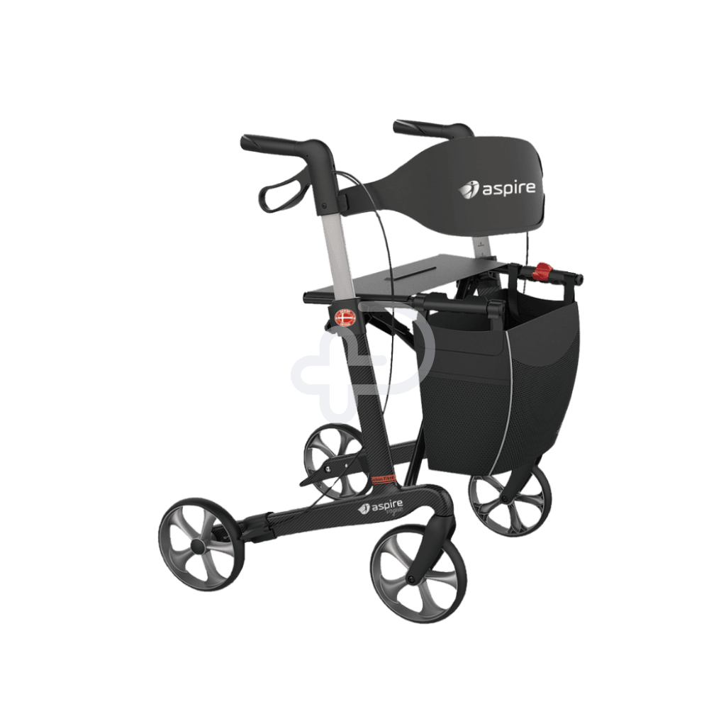 Aspire Vogue Carbon Fibre Seat Walker/Rollator Medium Black Walking Aids