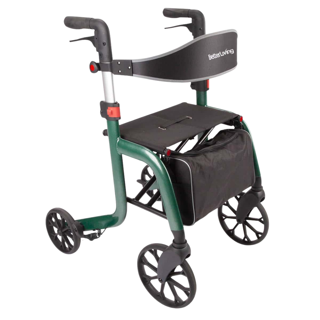 BetterLiving Premium Lightweight Wheeled Walker – Foldable rollator with seat, brakes, and large wheels