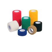 Assorted Bodichek Elastic Cohesive Bandages in multiple colors including blue, yellow, red, white, and skin tone, ideal for secure and flexible wound care.
