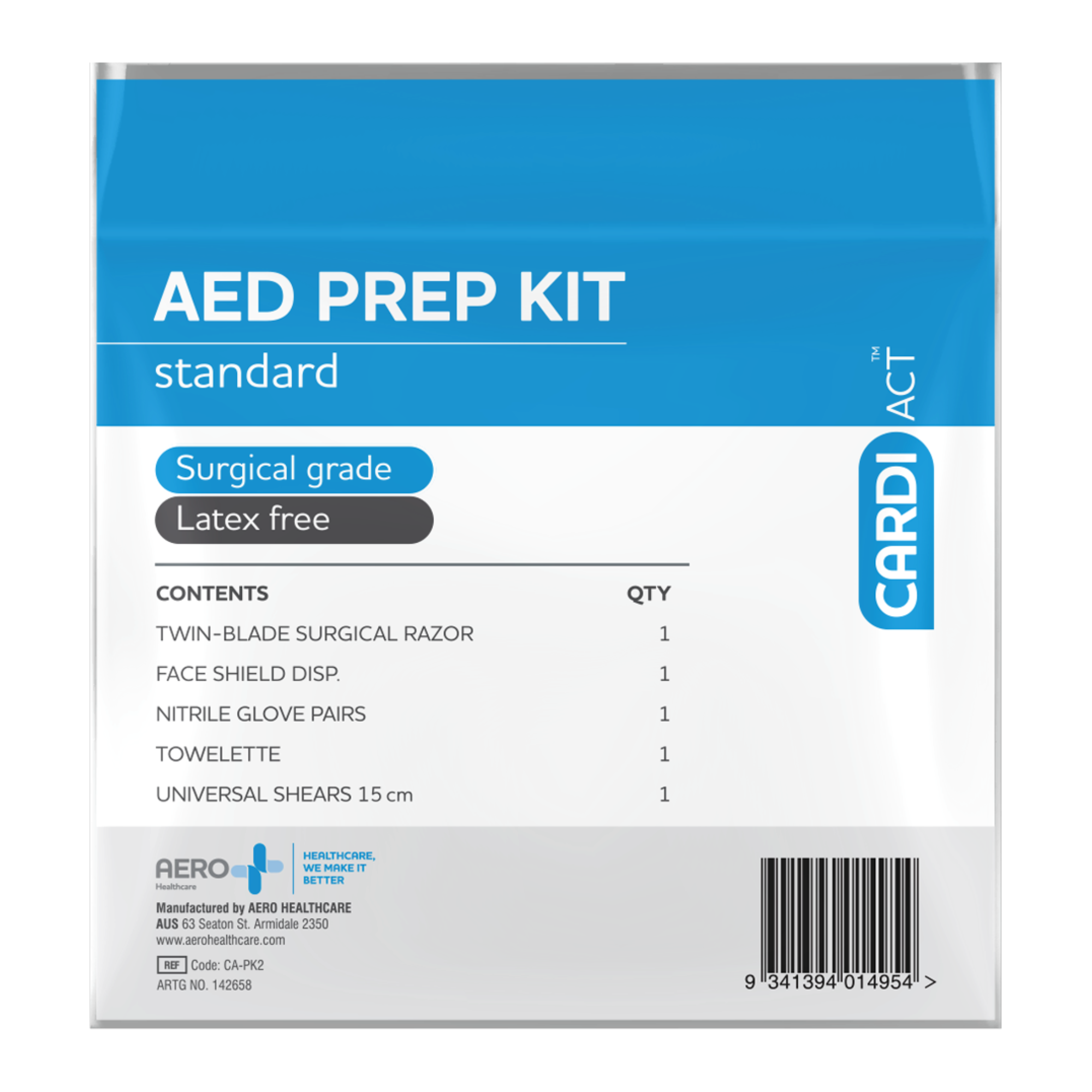 Cardiact Aed Basic Prep Kit 12.5 X 20.5Cm Defibrillator Consumables