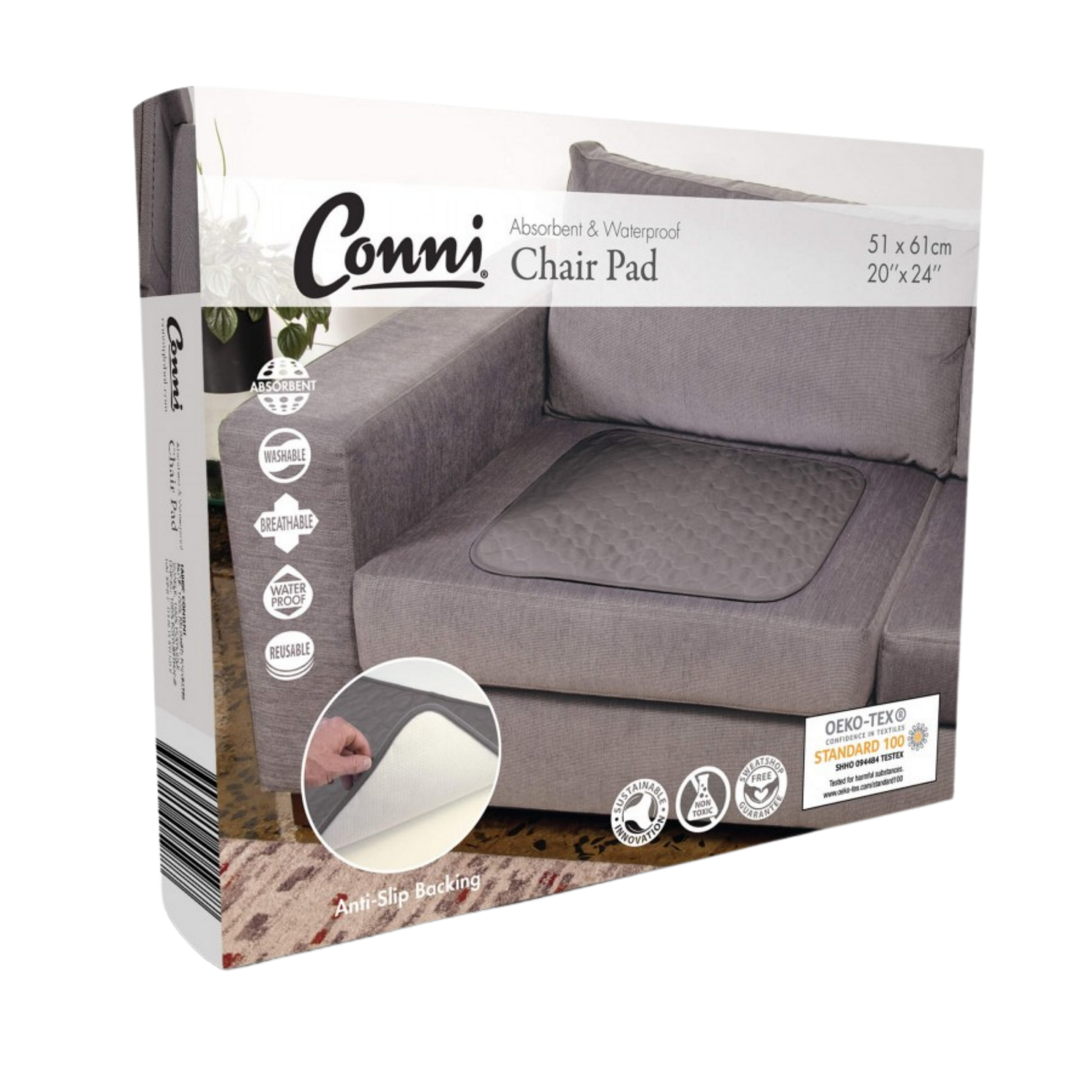 Conni Chair Pad Large Charcoal Pads
