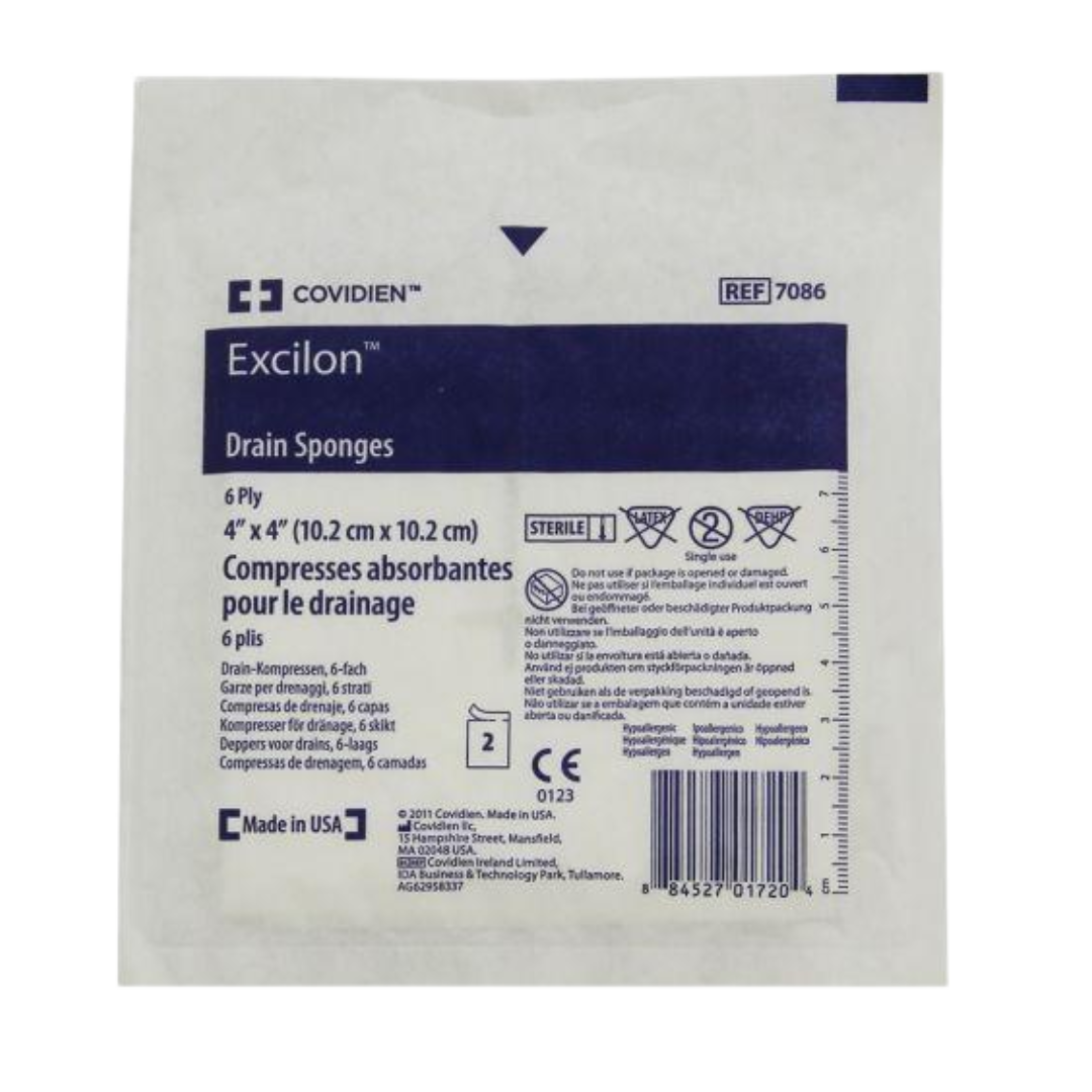 Angled view showing an open box of Covidien Excilon 6-ply 4