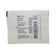 Close-up of the sterile packaging for a single Covidien Excilon 6-ply $2" \times 2"$ ($5.1 \text{ cm} \times 5.1 \text{ cm}$) I.V. Sponge, showing the hypoallergenic text and barcode.