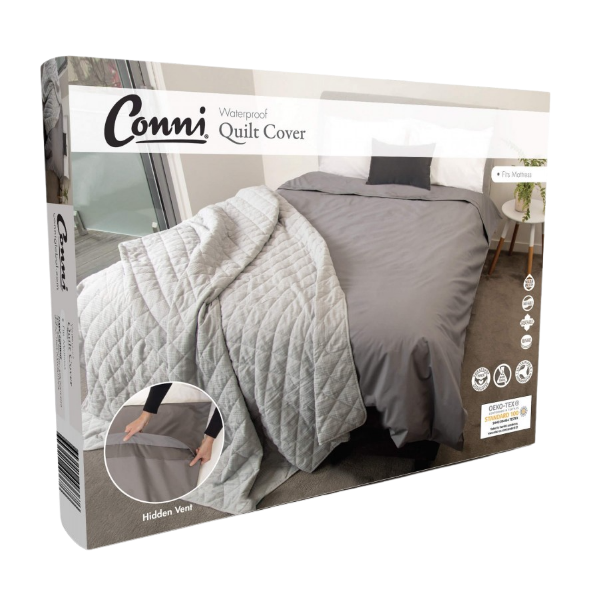 Conni Quilt Cover Double Charcoal Bedding