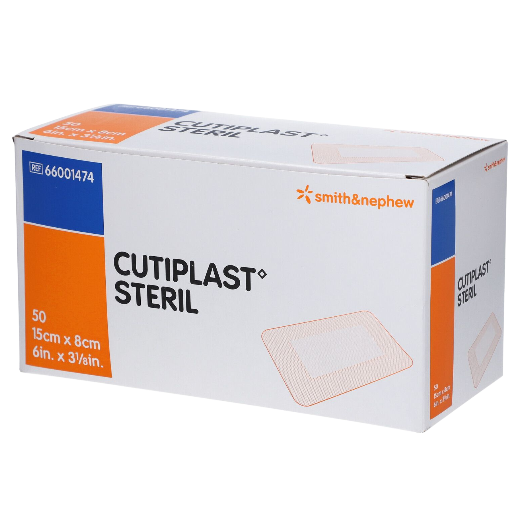 Cutiplast Steril post-operative wound dressing, 15cm x 8cm, 50 dressings per box, REF 66001474.