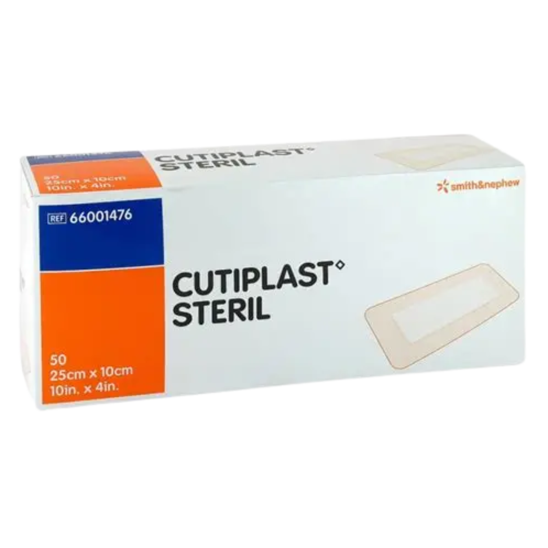 Cutiplast Steril non-woven adhesive dressing, 25cm x 10cm, box of 50, REF 66001476.