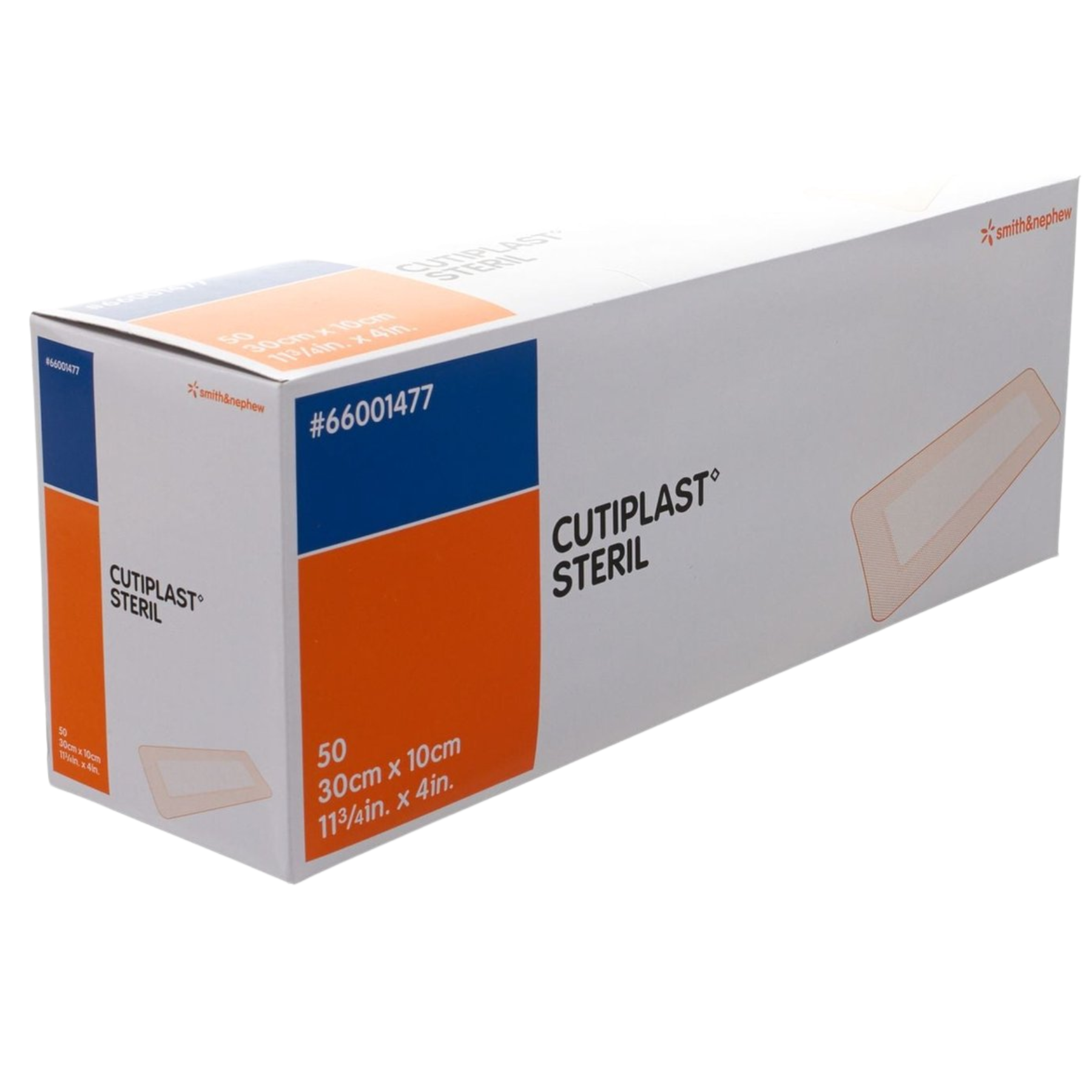 Large Cutiplast Steril wound dressing, 30cm x 10cm, 50 count box, REF 66001477.