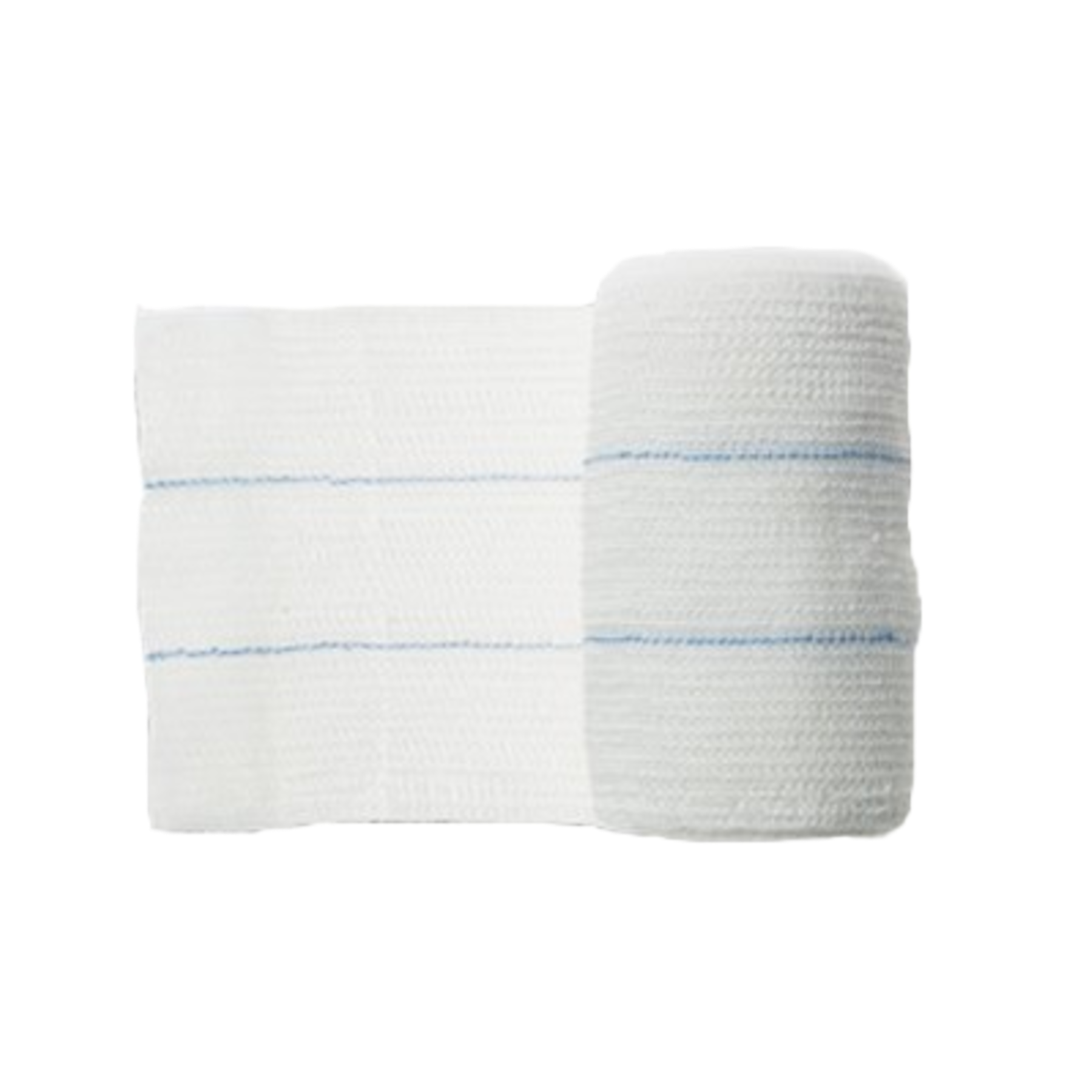 A close-up of a white Elset 'S' light compression bandage roll featuring two parallel blue guide lines for even application.