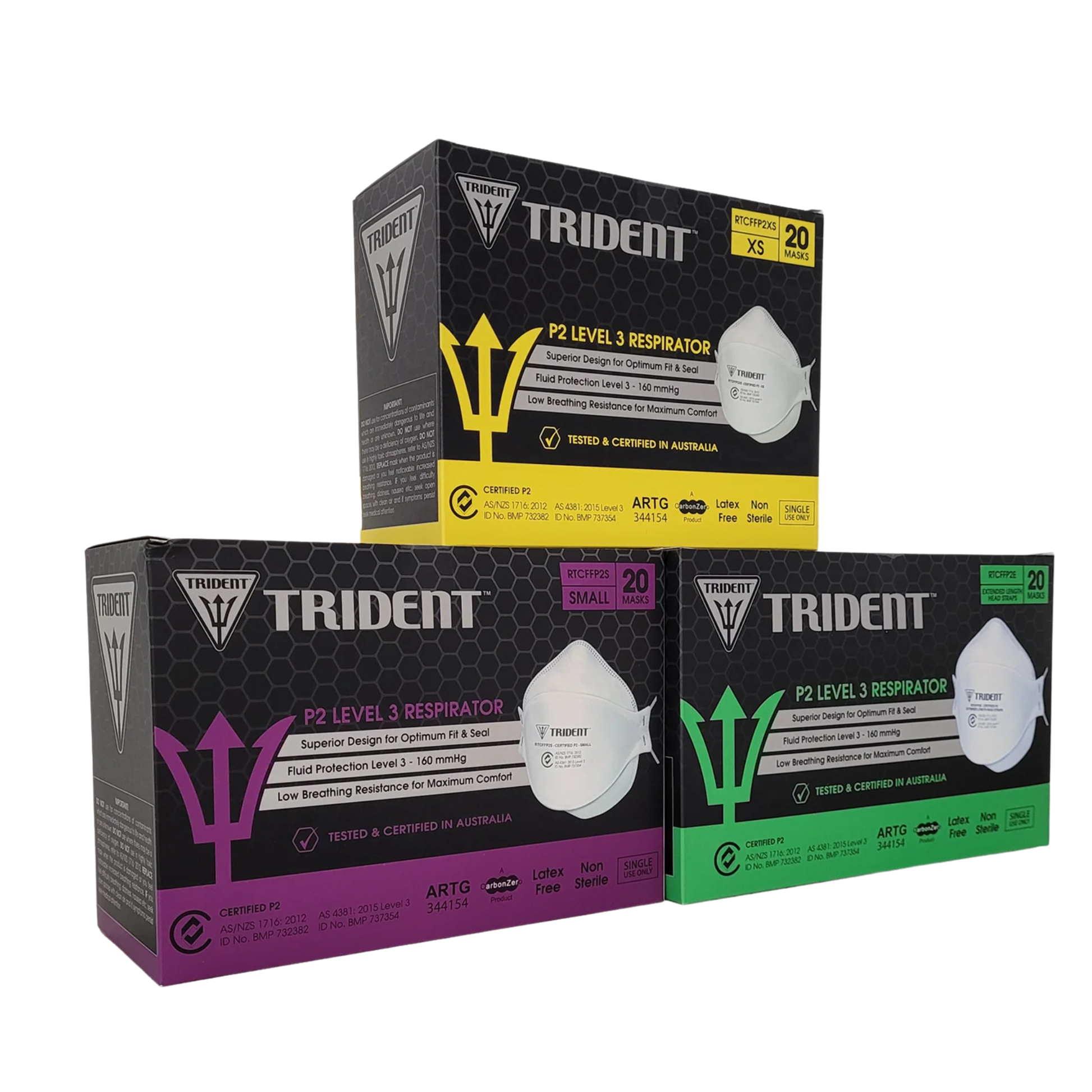 Trident Flat Fold P2 Level 3 Respirator Extra Small Surgical Face Masks & Respirators