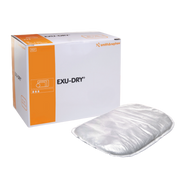 Box of EXU-DRY with a clear plastic sheet on a white background