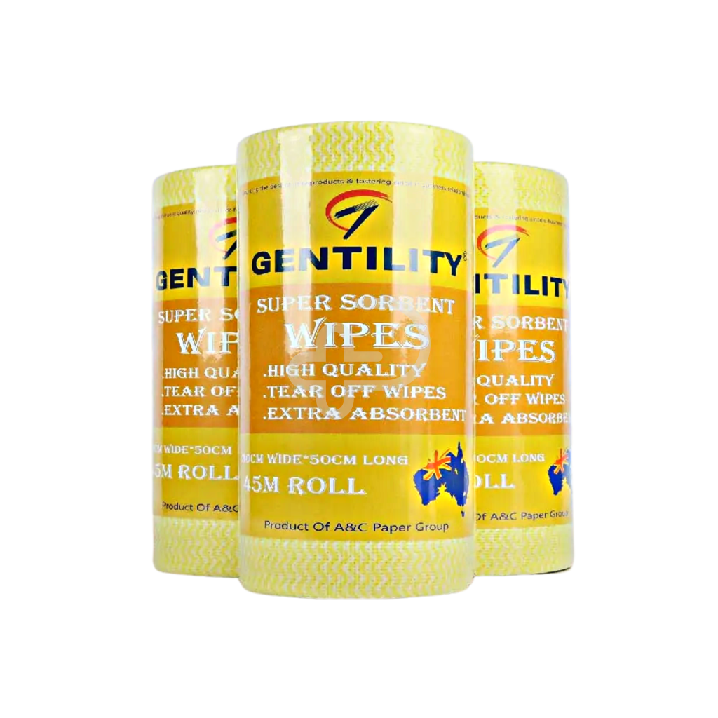 Gentility Extra Absorbent Wipes 30Cm X 50Cm 70Gsm 45M Roll Yellow