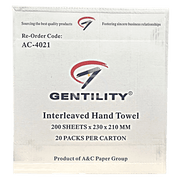Gentility Slimline Interleaved Hand Towel 200 Sheets 1Ply 21 X 23Cm