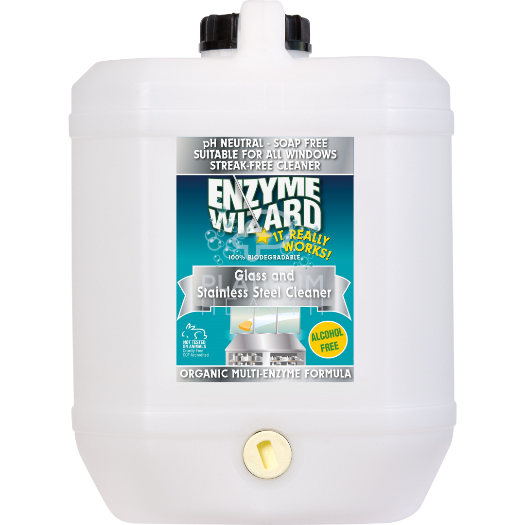 Enzyme Wizard Glass & Stainless Steel Cleaner 20 Litre Ready To Use Cleaning Solutions