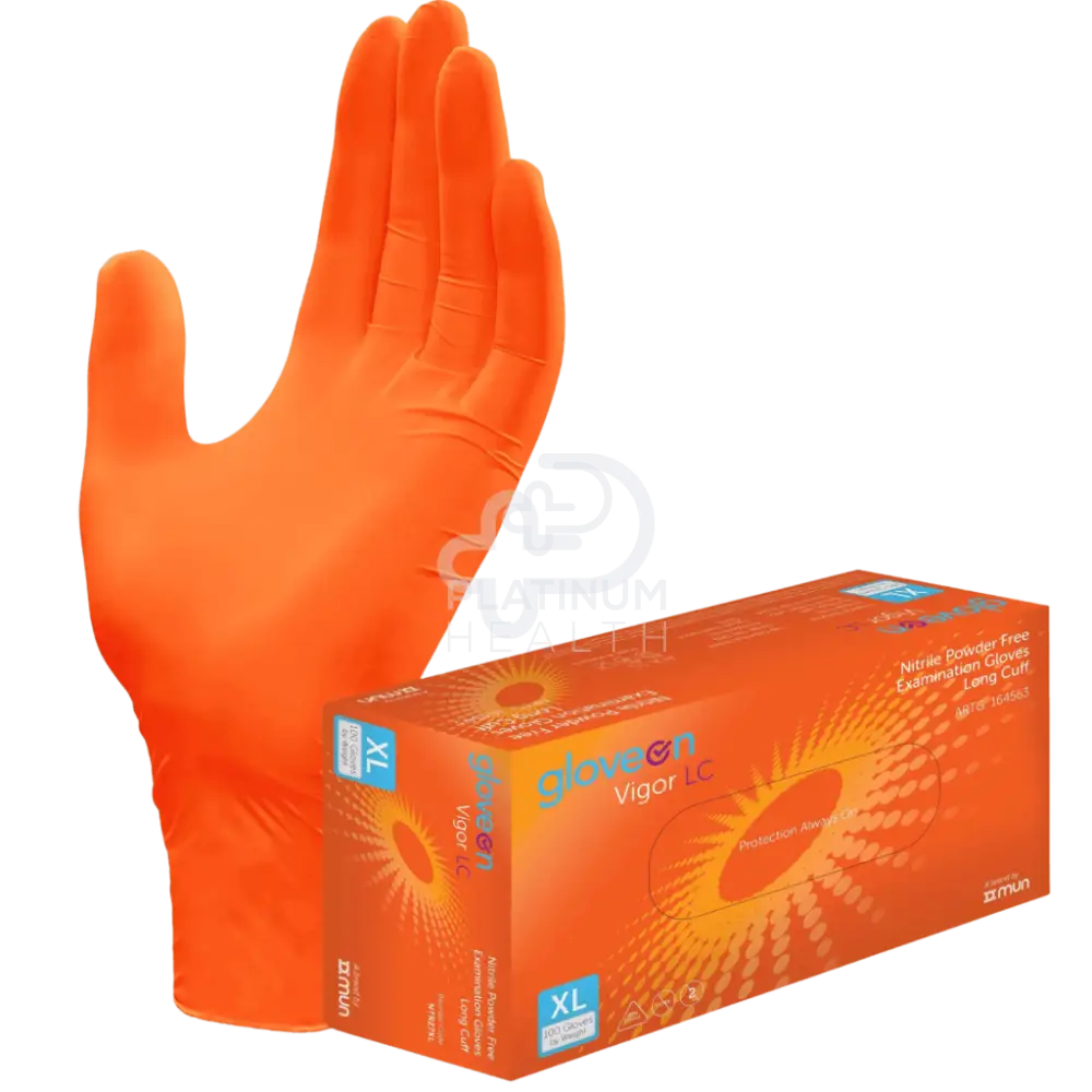 Gloveon Vigor Lc Nitrile Powder Free Exam Gloves Long Cuff Extra Large Examination