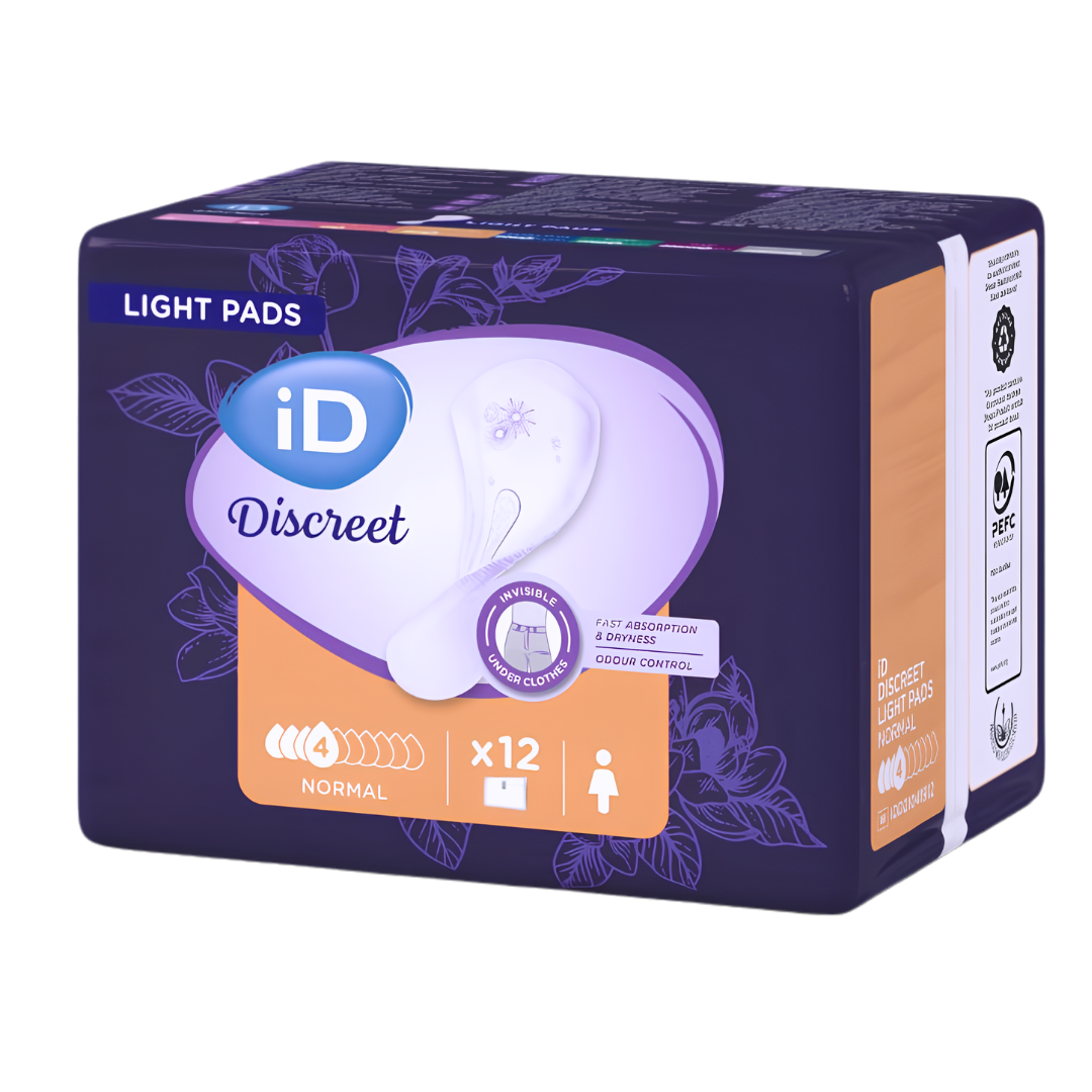 iD Discreet Pad Light Normal Women 270mm continence pad offers discreet, absorbent protection for light bladder leakage with comfort and odour control.