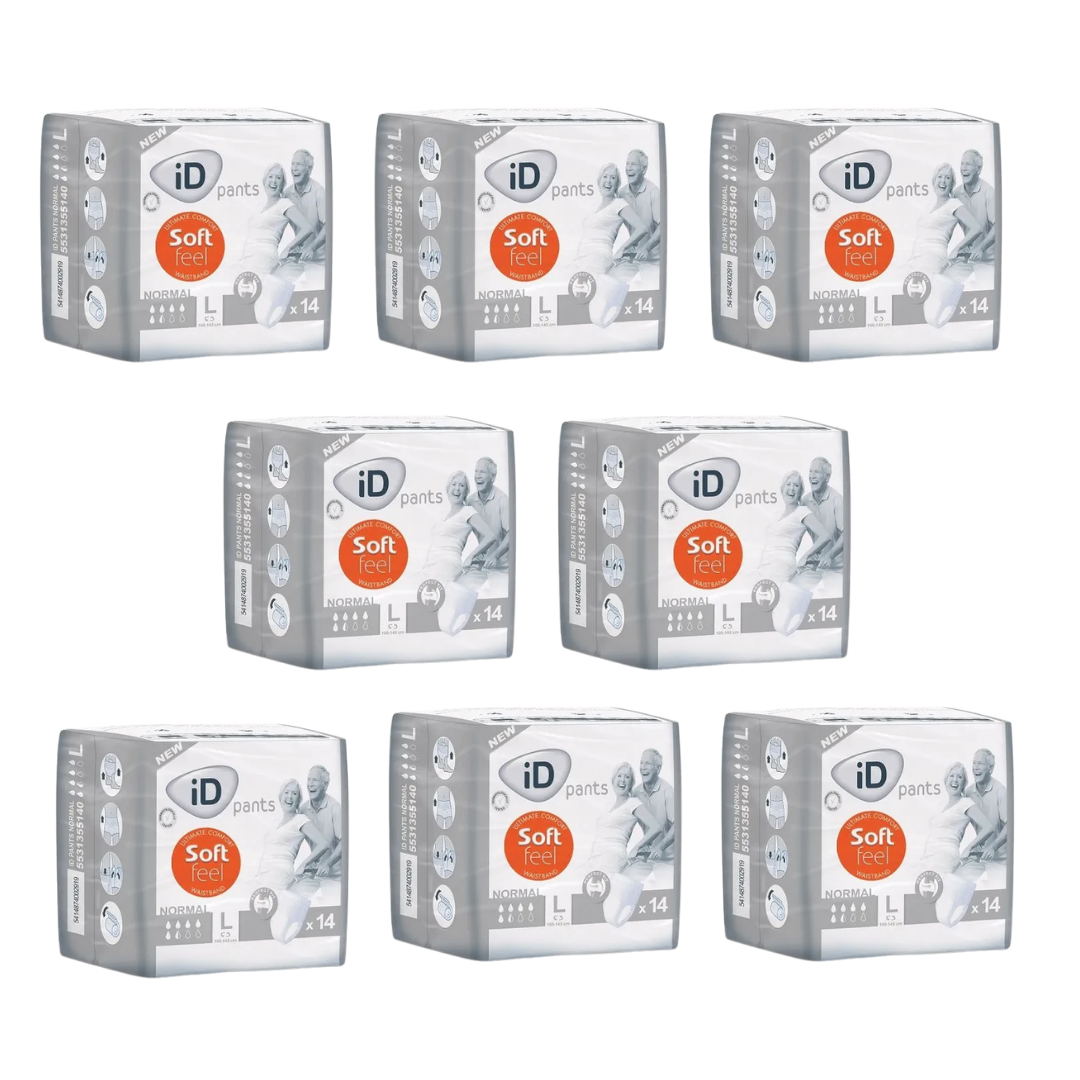 iD Pants Soft Feel Normal provide discreet, breathable protection with soft material and secure fit, ensuring comfort and confidence for daily continence care.