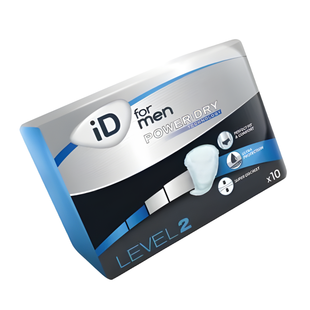 iD Pouch for Men Level 2, 275 x 145mm with 430ml capacity, designed for discreet, comfortable protection against light to moderate urinary leakage.