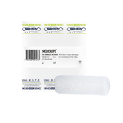 MEDICREPE® Cotton Crepe Bandage, size 15cm x 1.6m unstretched, sterile and breathable, suitable for wide-area dressing and compression.

