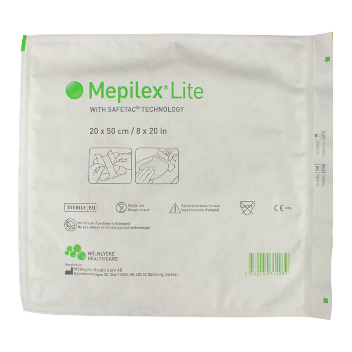 Molnlycke Mepilex Lite Foam Dressing 20x50cm – Platinum Health Supply Molnlycke Mepilex Lite Foam Dressing 20x50cm – Platinum Health Supply