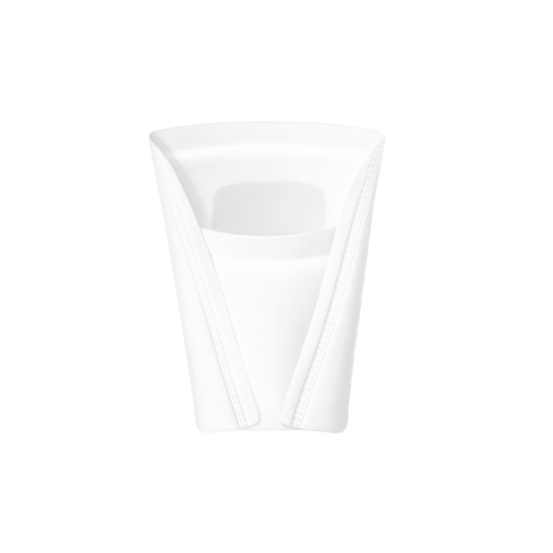 A single white MoliCare Premium Men incontinence pad featuring a wide, contoured v-shape design specifically for male anatomy.