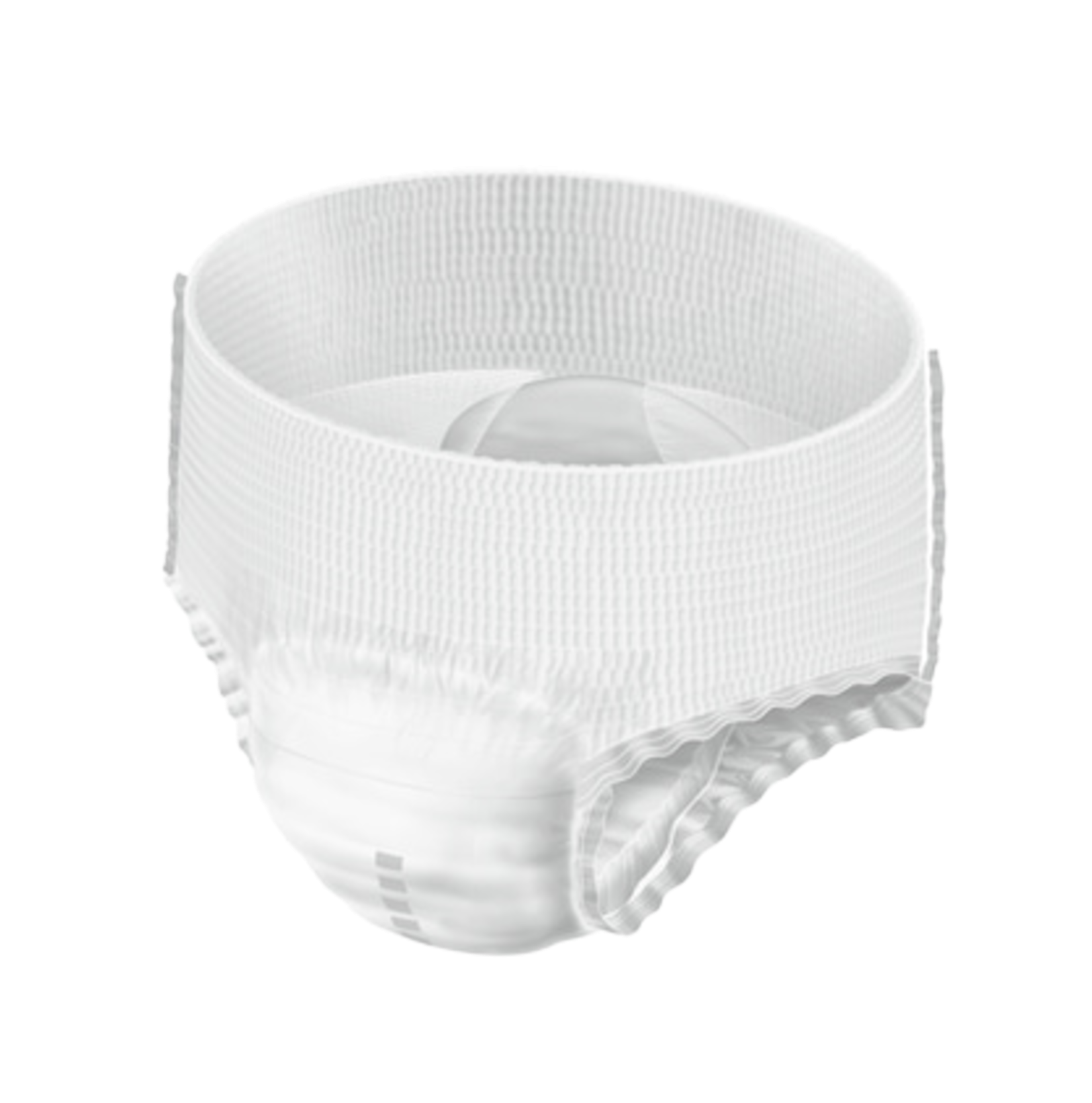 A single white MoliCare Premium Mobile pull-up incontinence brief showing the elasticated waistband and leg cuffs for a secure fit.