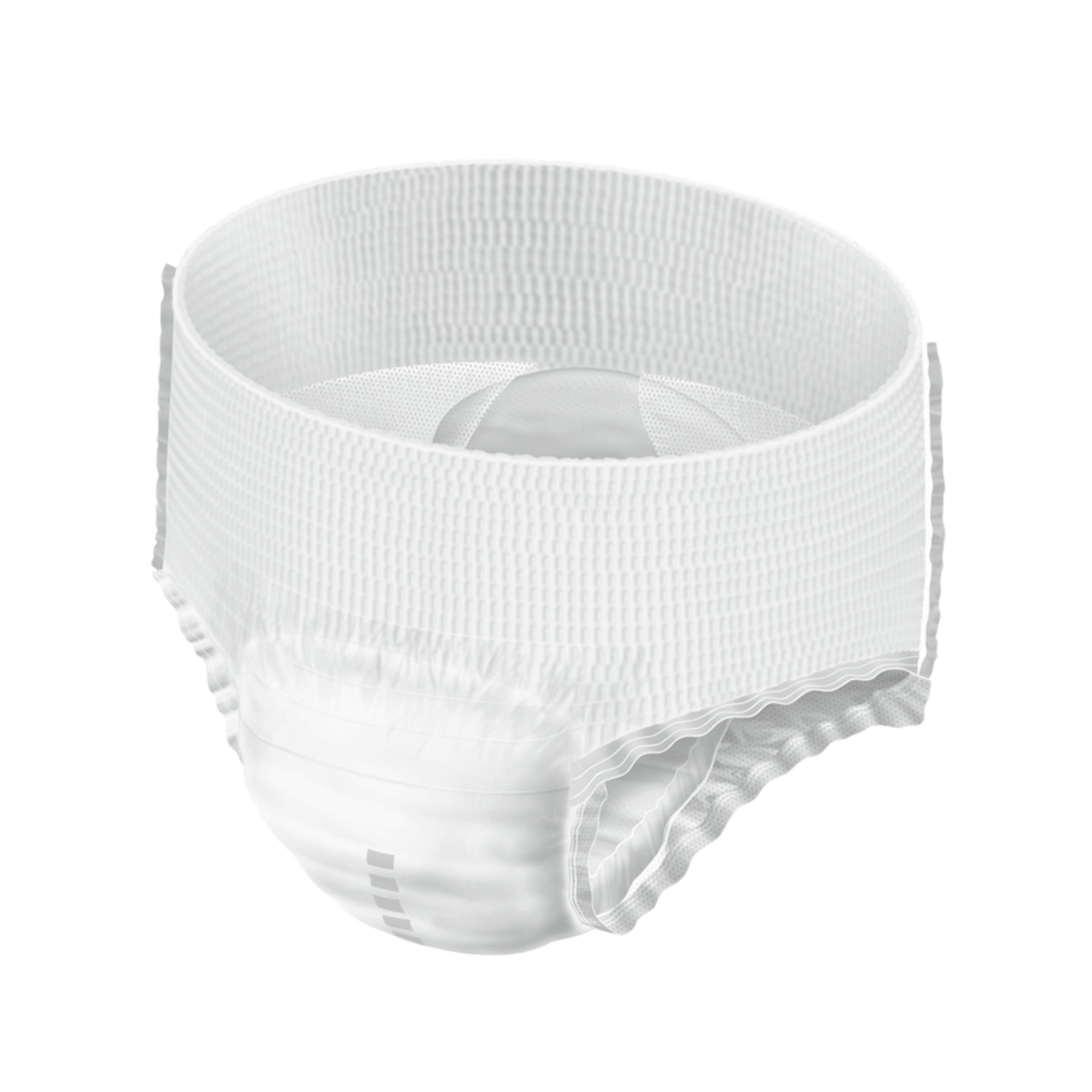 A single white MoliCare Premium Mobile pull-up diaper showing the elasticated waistband and textured inner lining.