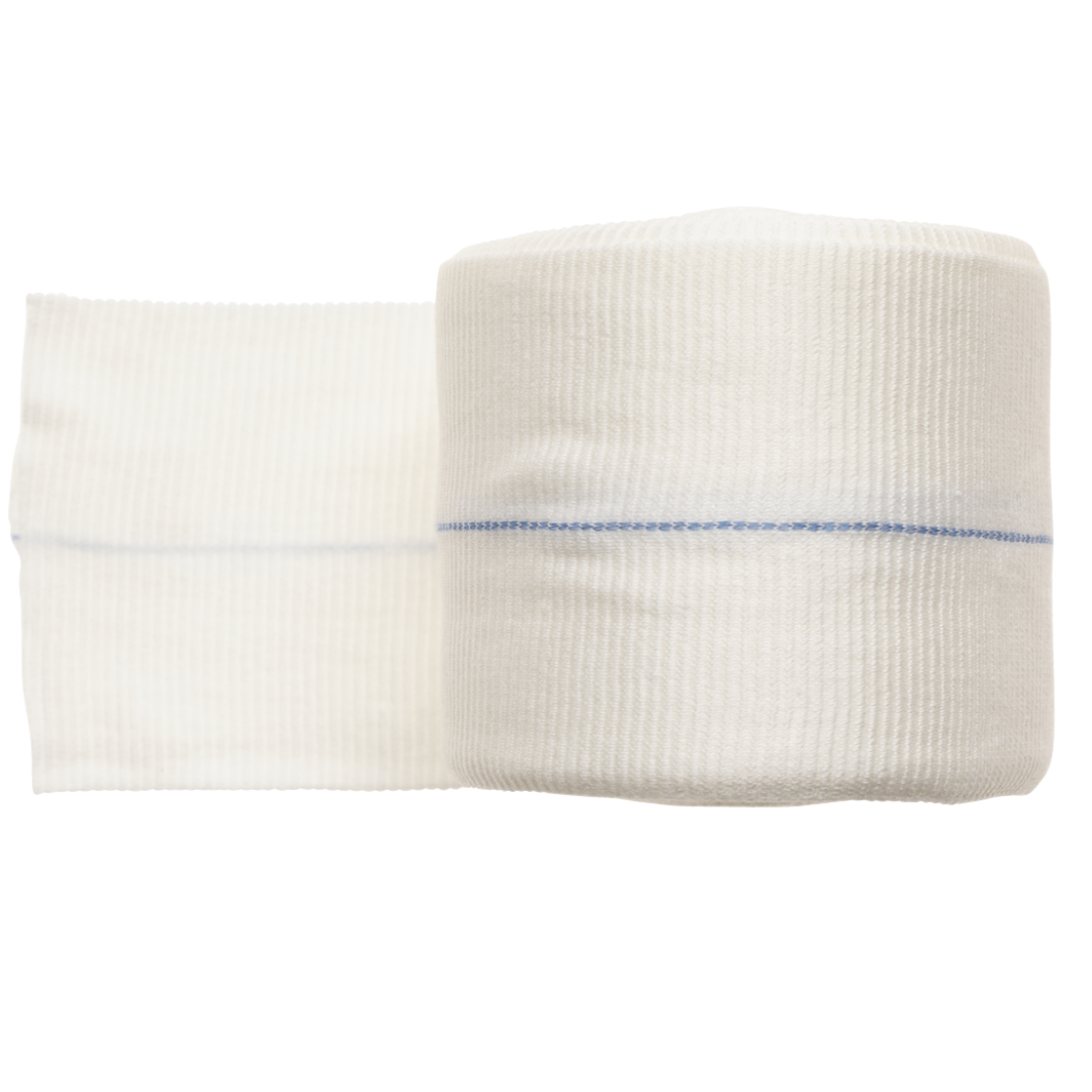 Molnlycke Tubifast Retention Bandage 10m Blue roll provides secure tubular fixation for dressings, ensuring comfort and reliable wound care support.