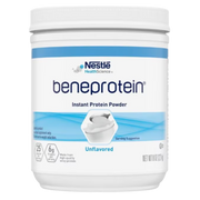Front view of an 8oz canister of Nestlé Health Science Beneprotein Unflavored Instant Protein Powder.