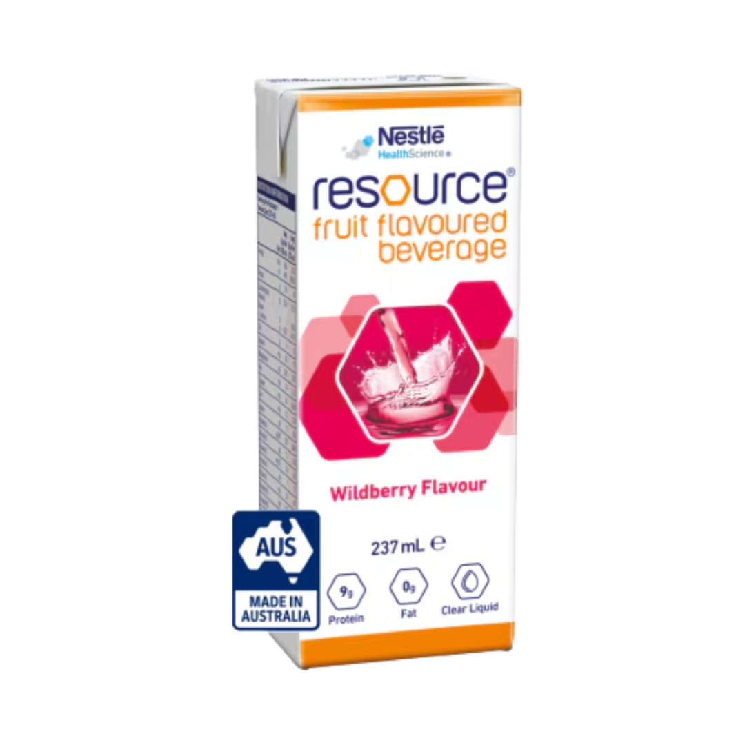 Nestlé Resource Fruit Flavoured Beverage Wildberry Flavour 237mL carton with Made in Australia label

