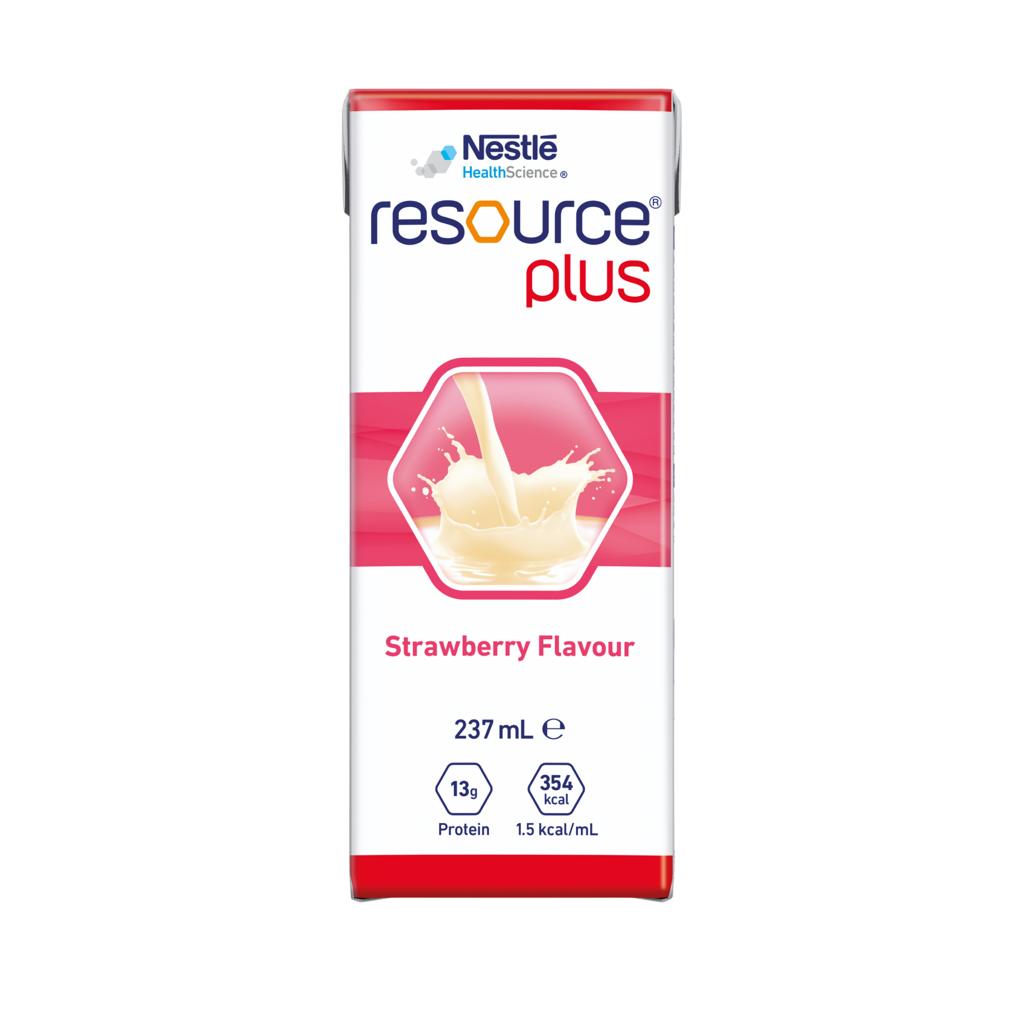 Nestle Resource Plus Strawberry Flavour drink package on a white background