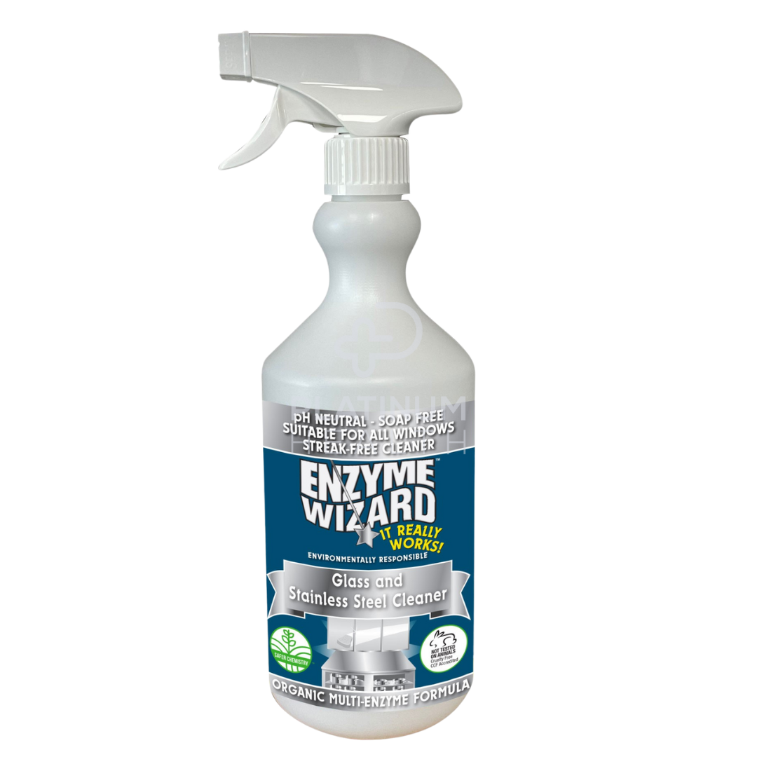Enzyme Wizard Glass & Stainless Steel Cleaner 750Ml Spray Ready To Use Cleaning Solutions
