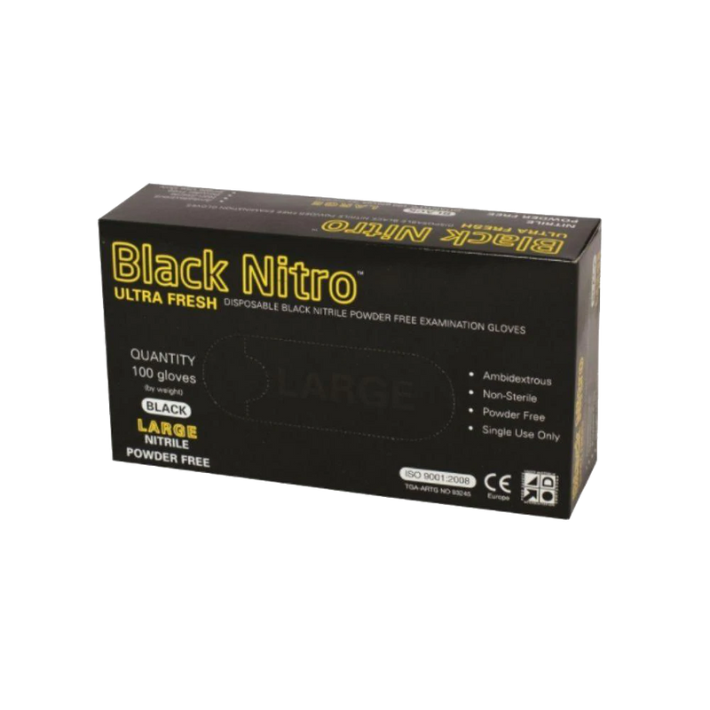 Nitro Disposable Black Industrial Extra Heavy Duty 5.5g Nitrile Gloves