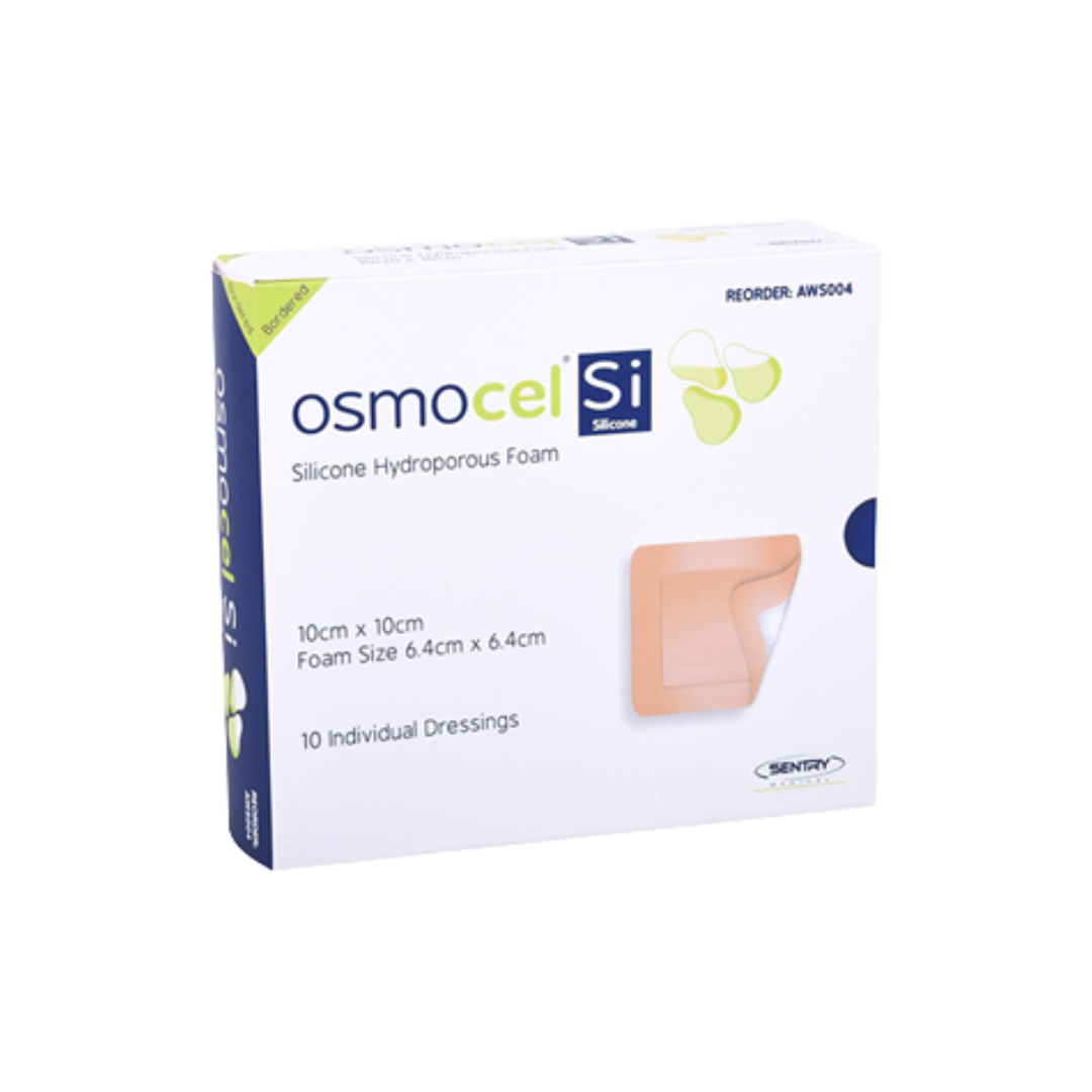 Osmocel Si Silicone Foam Bordered Dressing 10cm x 10cm for moderate to heavy exudate wounds