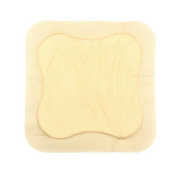 OsmoCel® Si Silicone Hydroporous Foam dressing, bordered, petal shape, size 15cm x 15cm. The dressing features a beige silicone adhesive border with contoured edges for secure wound coverage and gentle adhesion.
