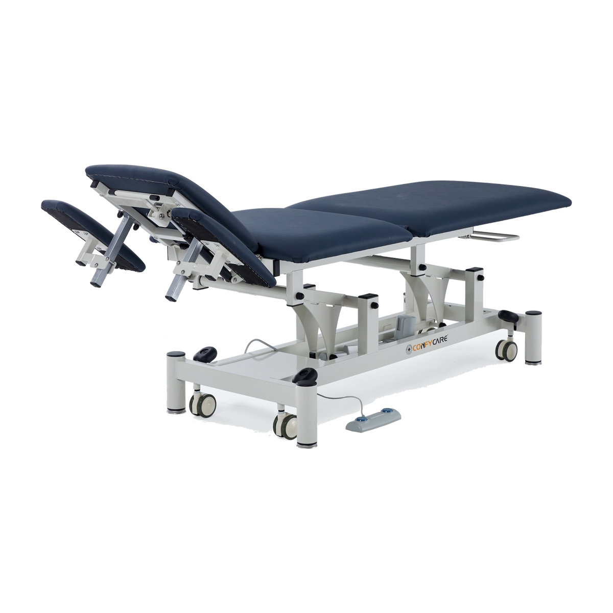 Five Section Treatment Couch No Postural Drainage, Navy Blue, headrest raised
