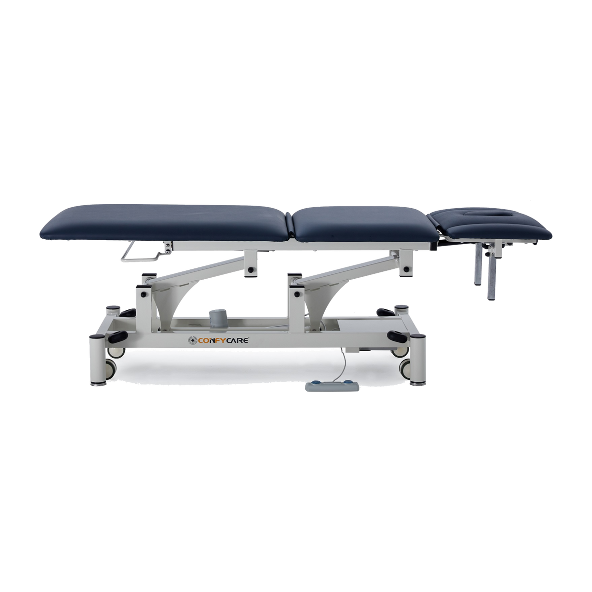 Five Section Treatment Couch No Postural Drainage, Navy Blue, side view