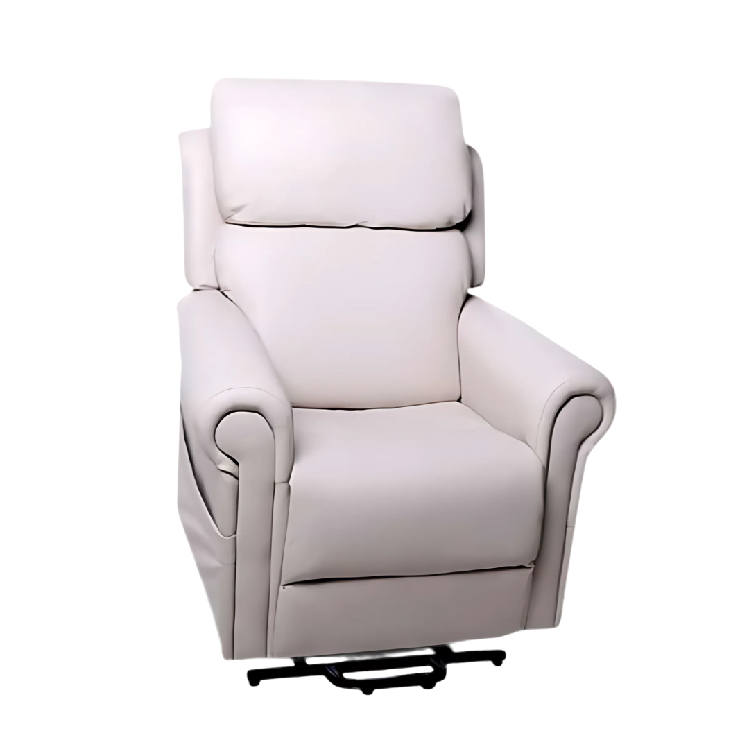 Royale Medical Chadwick Quad Motor Leather Lift Chair in Oxford Plush – premium reclining chair with head and lumbar support.