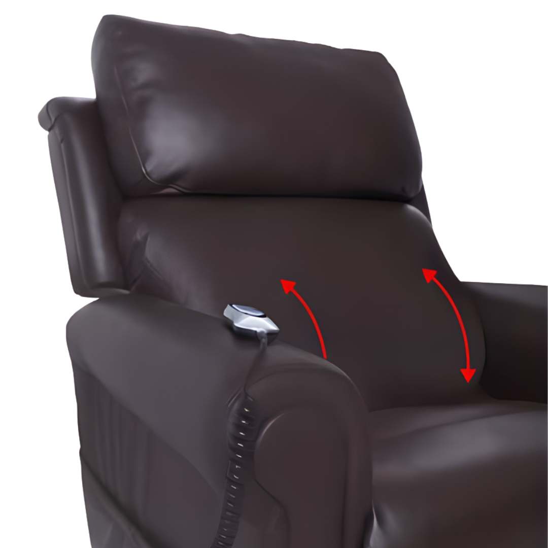 Royale Medical Chadwick Quad Motor Lift Chair in Oxford Plush Leather with powered head and lumbar support.