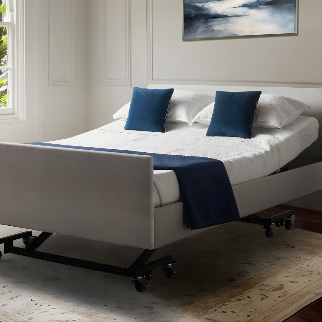 Royale Multi-Motion Bed showing adjustable sections for head and leg elevation, ideal for Trendelenburg positioning.