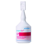 A white 20mL Schülke Octenilin Wound Gel dropper bottle with a bright pink label
