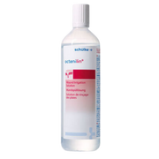 A clear plastic 350mL bottle of Schülke Octenilin Wound Irrigation Solution with a white cap and red and white label.