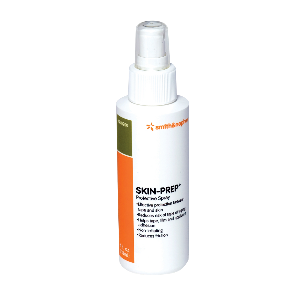 A single 118mL (4 fl. oz.) bottle of Smith & Nephew Skin-Prep Protective Spray. The label highlights its use for skin protection and reducing tape stripping.